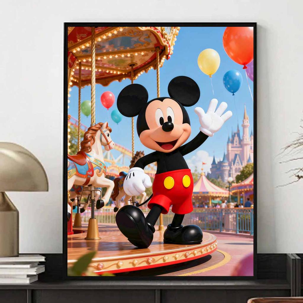 Disney Diamond Art Painting Kit Mickey Carousel 5D Diamond Painting Dot Art Home Wall Decor