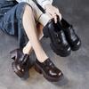 Women's Thick-soled Height-enhancing Leather Shoes British Style Light Luxury Genuine Leather Shoes High-end Retro Loafers