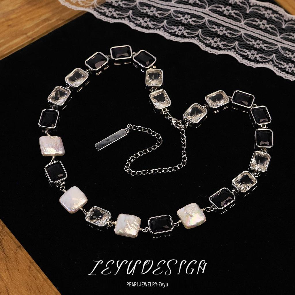 Handmade Baroque Pearl Glass Necklace – Elegant, Versatile Clavicle Chain