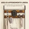 Entryway Coat Rack with Rod, 10 Hooks, Bench and Shoe Rack, in Wood and Metal, 80x40x182 cm, Brown and Black