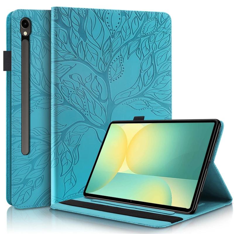 Чехол Funda для Samsung Tab S10 FE Case 10.9" Кожаный кошелек с тиснением в виде дерева Flip Cover для Galaxy Tab S10 Fe Sm-x520 X526b Case Coque