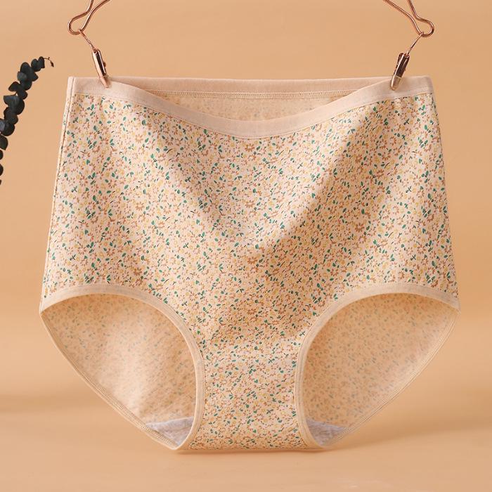 Нижнее белье больших размеров из зеленого хлопка с цветочным принтом – трусы в стиле тети