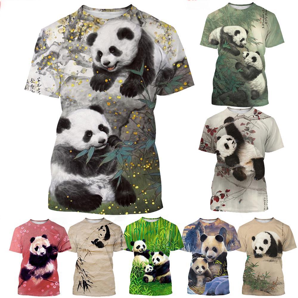 Summer  Selling Fashion 3d Printed T-shirt Cute Panda Design Casual Short Sleeved Comfortable Top