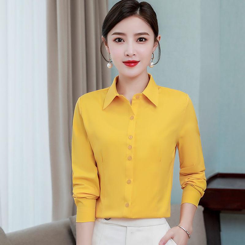 Spring Autumn Black White Shirt Women's Slim Fit Long Sleeved Work Clothes Shirt Work Clothes Professional Clothes Formal Top Blouses & Shirts