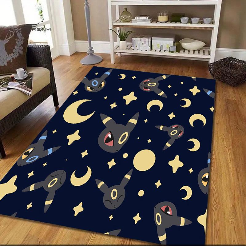 Umbreon Flannel Pattern Square Carpet,Area Rug,Carpet Rug for Living Room Bedroom Sofa Playroom Decor,Non-slip Floor Mat