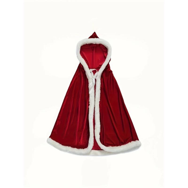 Рождественский плащ для женщин с капюшоном, пончо, куртка для взрослых и детей, рождественский карнавальный костюм, бархатная накидка с капюшоном, пальто, костюмы для косплея для женщин