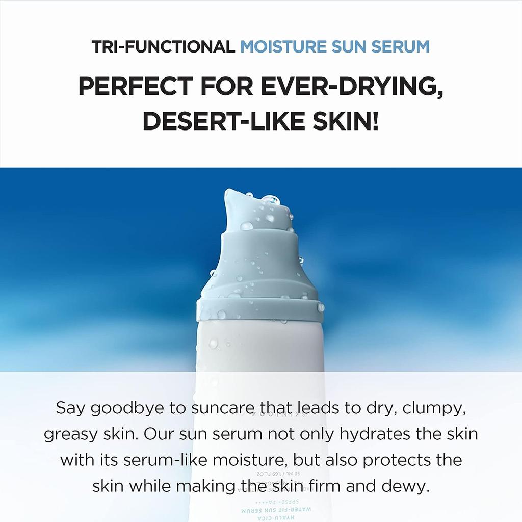Skin1004 Мадагаскарская центелла Hyalu-Cica Water-fit Sun Serum SPF50+ PA++++ (50 мл 1,69 жидких унций.) Солнцезащитный