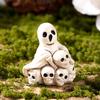 Mini Halloween Miniature Figurine Spider Bat Candle Skull Cartoon Scary Rabbit Statue Micro Landscape Pranky Prop