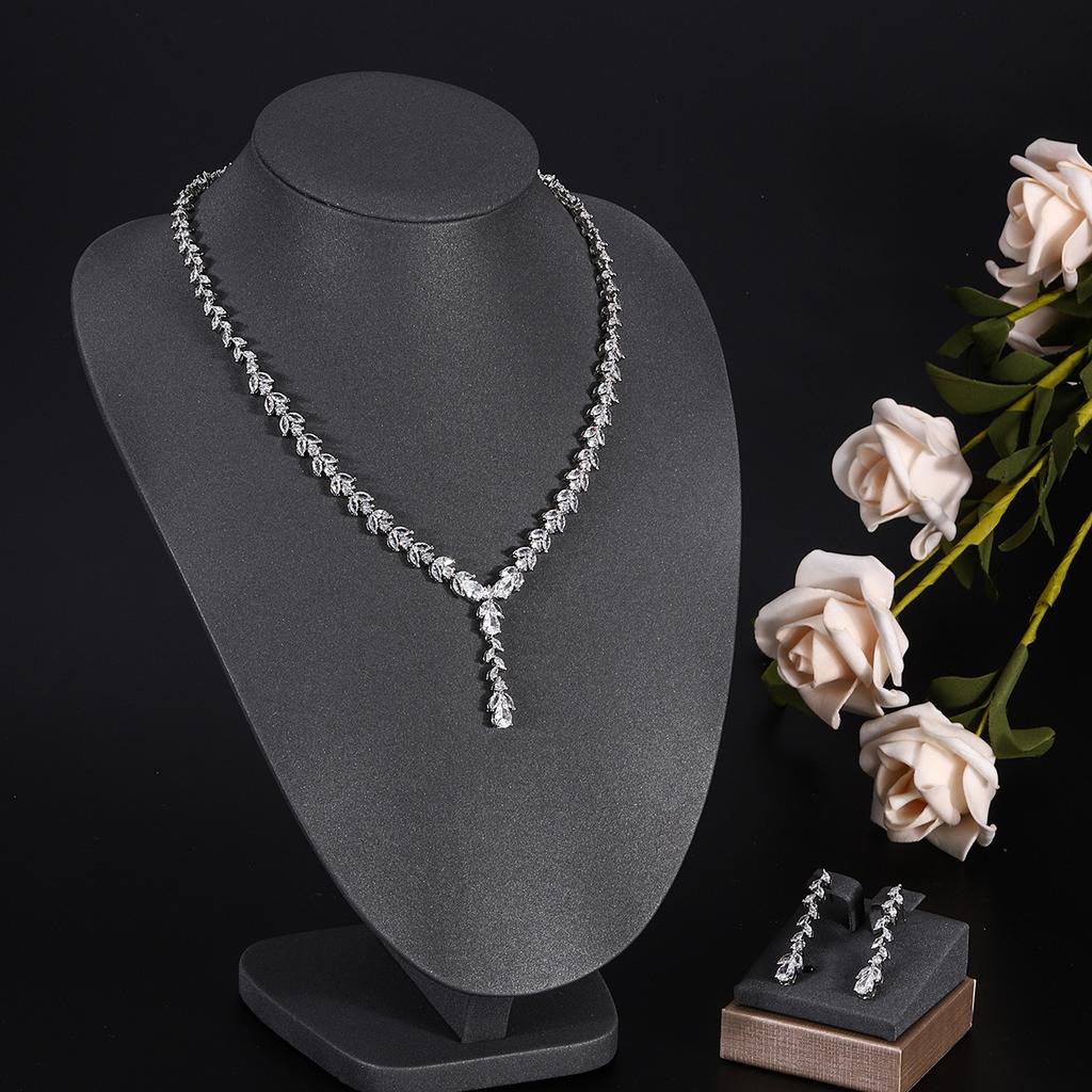 Ювелирные изделия в европейском и американском стиле, ожерелье с каплями воды из циркона, женственное свадебное платье, высококачественные свадебные украшения, комплект сережек-гвоздиков