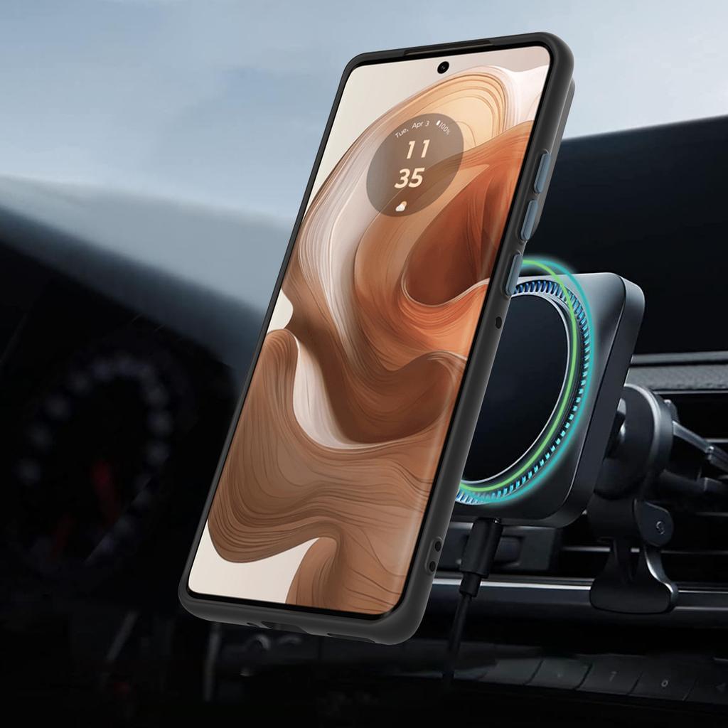 For Motorola Edge 50 Pro 5G Magnetic Case Rotating Ring Kickstand TPU + PC Back Cover