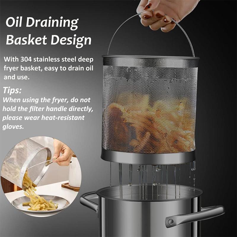 3L Deep Fryer Pot Small Stainless Steel Deep Frying Pot Fish Pot Japanese Tempura Fry Pot for Kitchen French Fries Chicken