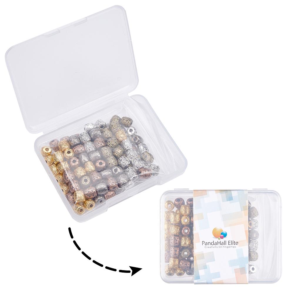 Tibetan Style Alloy Beads Cadmium Free & Lead Free Barrel Mixed Color 6x6mm Hole: 1.6mm