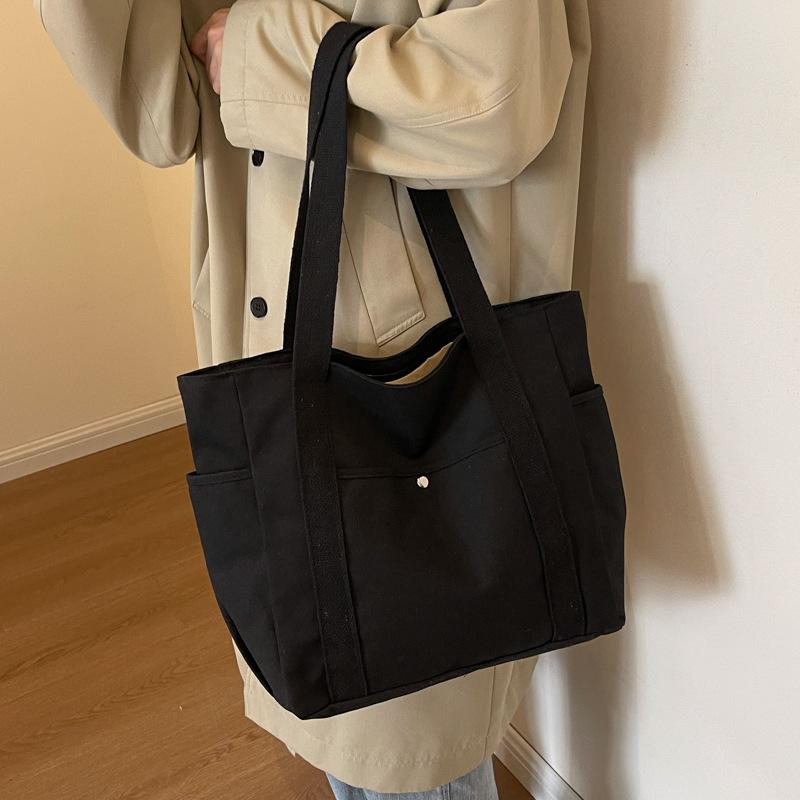 Корейский нишевый дизайн, новая холщовая сумка-тоут, повседневная однотонная сумка, модная большая вместительная ручная сумка через плечо