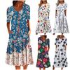 Women's Summer Casual Fashion Round Neck Printed Short Sleeve Dress With Pockets