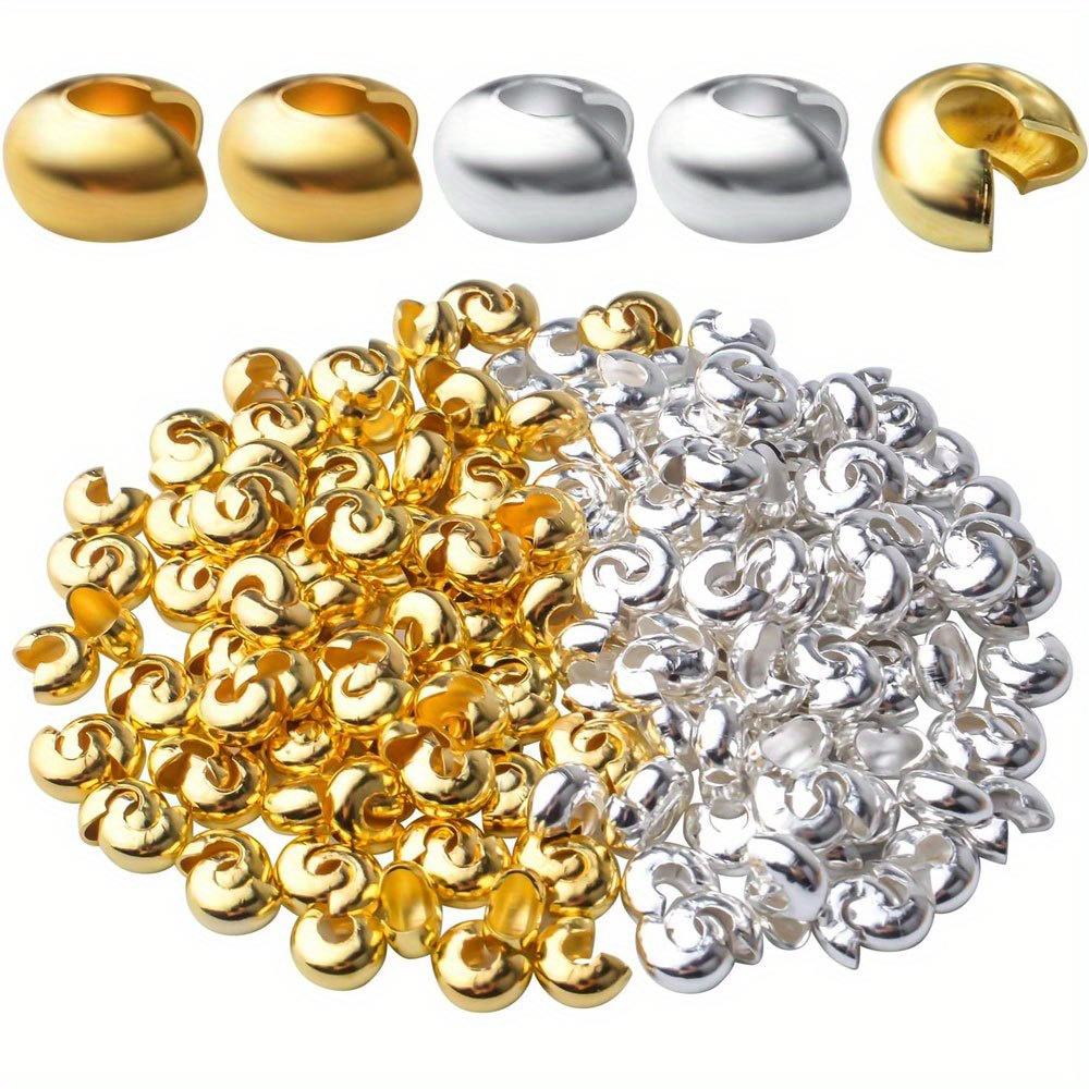 10/30/50pcs 6mm Brass Crimping Bead Cap Jewelry Making Accessories, Semi-circular Opening Tube Bead Joint Jewelry Making Cap