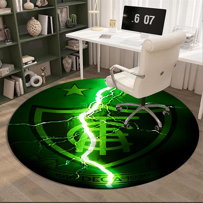 1PC round rug Green Shield Emblem Design Printed Round Area Rug ,Rug For Home Office, Round Chair Rug, Decorative Carpet Fan gifts Christmas gift