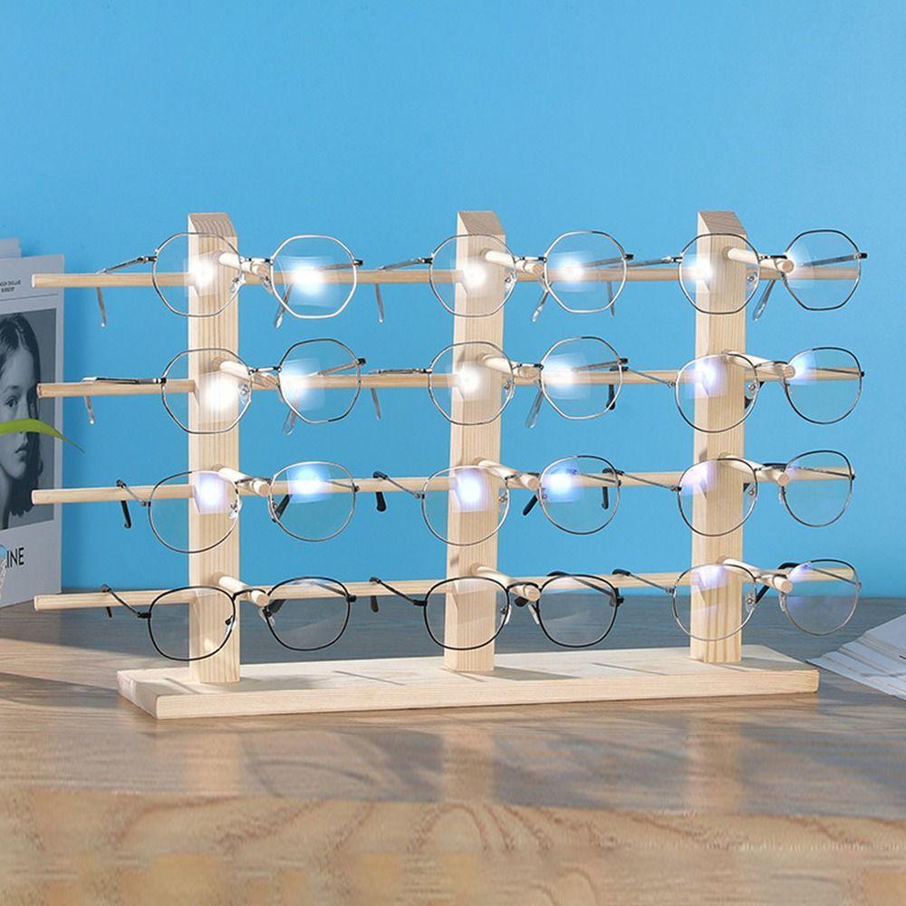 Держатель Хранение Органайзер для Очков Полка Стойка для Демонстрации Солнцезащитных Очков Подставка из Массива Дерева Поднос для Оправ для Очков
