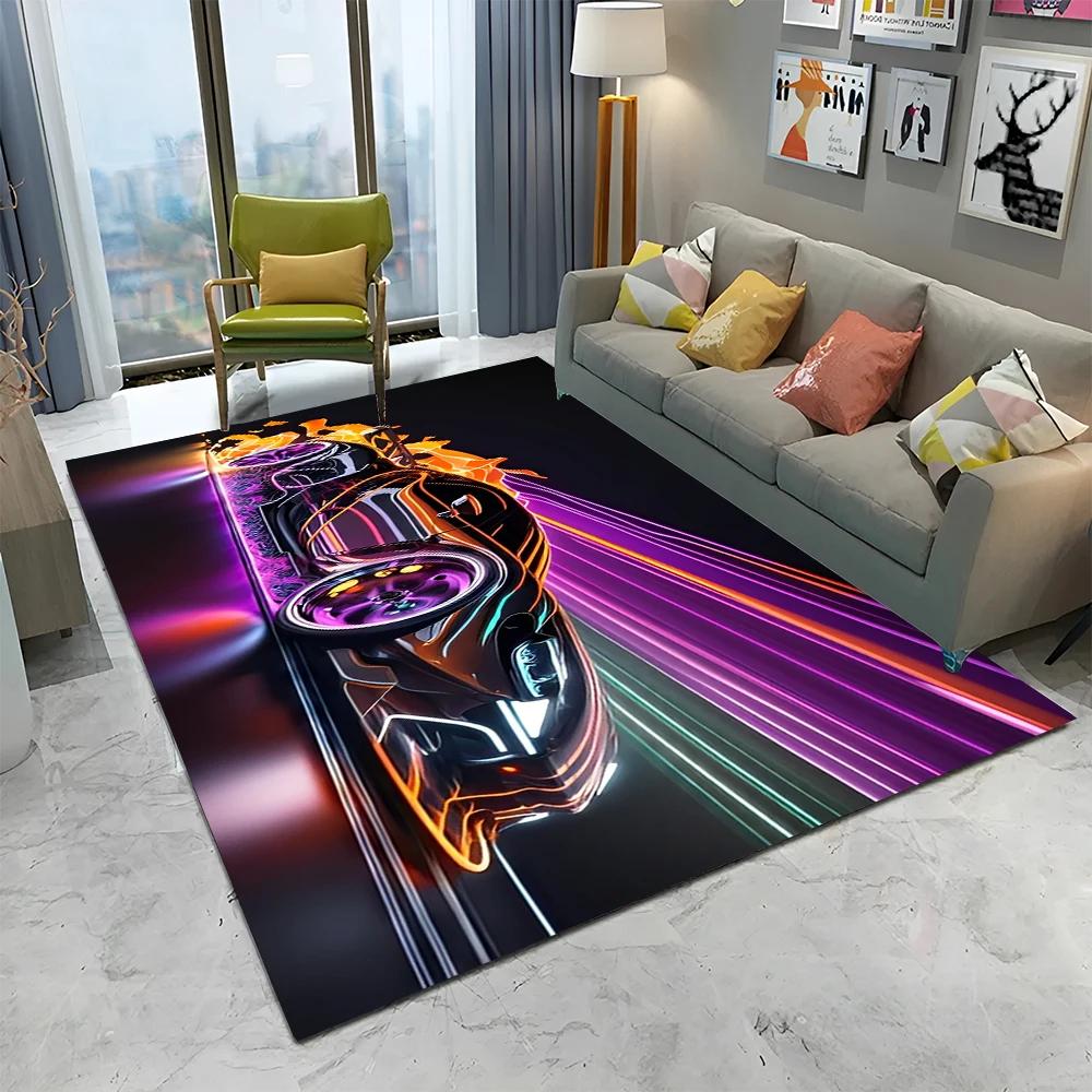 3D Future Sports Car HD Concept Car Cartoon Carpet Rug for Home Living Room Bedroom Sofa Doormat Decor,kids Non-slip Floor Mat