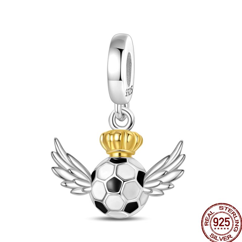 American Sports Series Copper Badminton Baseball Football Pendant Beads Suitable For 3Mm Original Bracelet Diy