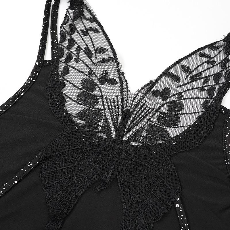 2025 European & American Backless Shiny Butterfly Strap Bodycon Dress