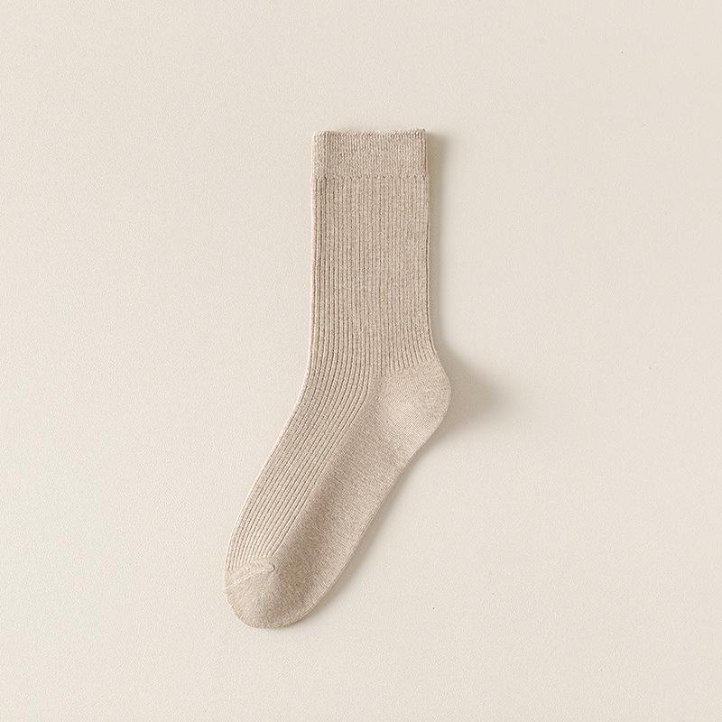 Женские гольфы до середины икры, Влаговпитывающие и дышащие, Однотонные хлопковые носки для осени и зимы, Черно-белые махровые носки, Длинные носки