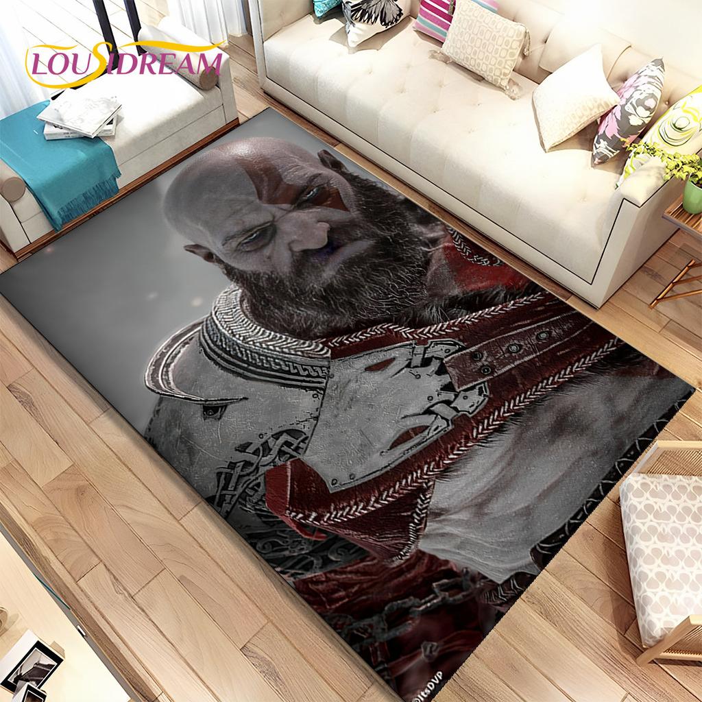 Коврик Игровой Ковер God of War Игроки Кратос, Ковер для Гостиной Спальни Дивана Прихожей Украшение, Детский Нескользящий Коврик для Игр