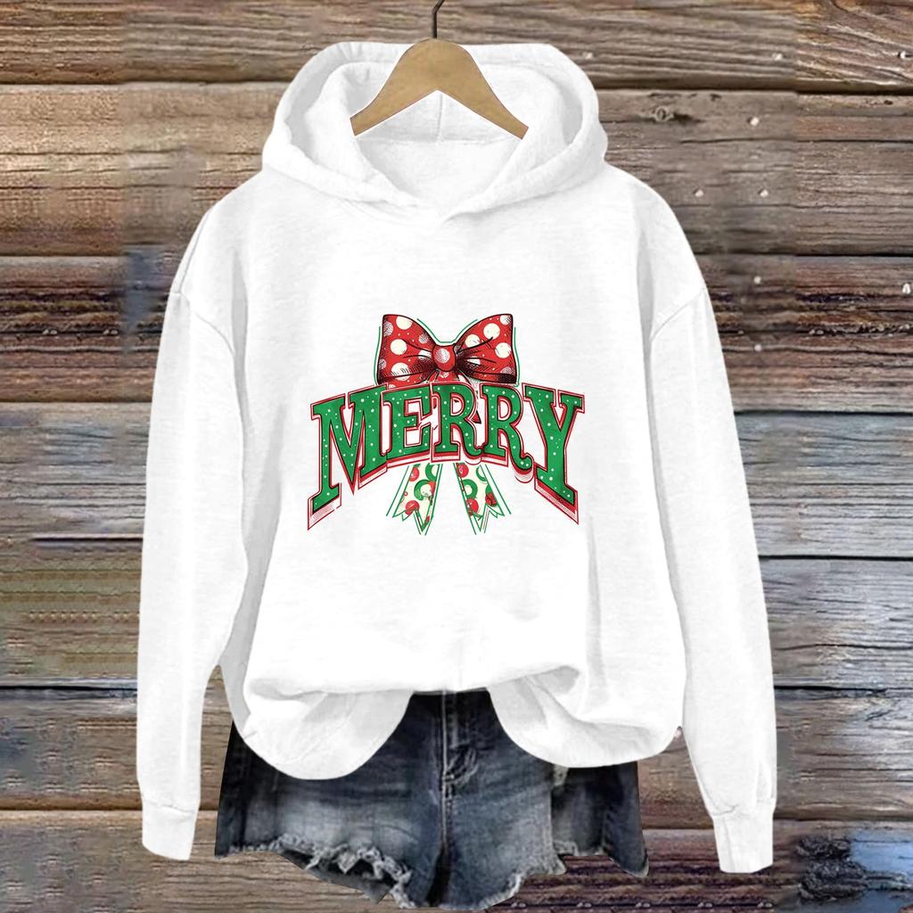 Women's Sweatshirt Sports Christmas Print Pullover Sweatshirt Hoodie Long Sleeve Top Casual Sweatshirt
