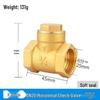 Durable Brass Horizontal Check Valve - Anti-Backflow, Fully Automatic, 6 Points for Tanks and Pipes
