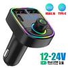 Car Bluetooth 5.0 FM Transmitter PD Type-C Dual USB 3.1A Colorful Ambient Light Handsfree MP3 Modulator Player New