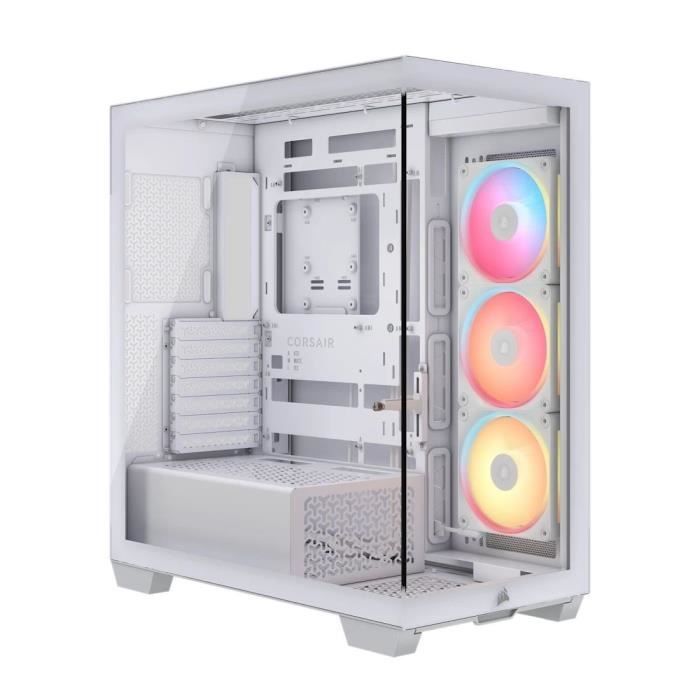 Boitier PC - CORSAIR - 3500X LXR LINK Tempered Glass Mid-Tower - 3 ventilateurs RGB a rotor inversé - Blanc