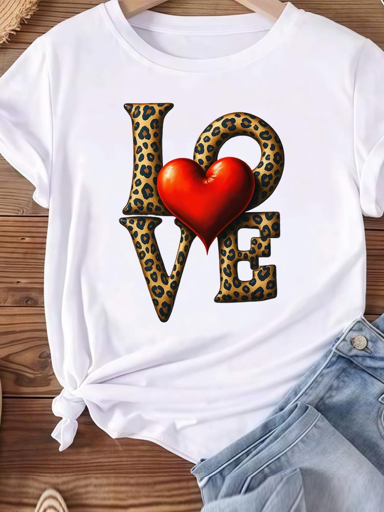 (Азиатский размер) леопардовая надпись тренд 90-х Женская футболка Топ Одежда Повседневная Футболка с коротким рукавом Мода С принтом Леди Женская Графические футболки