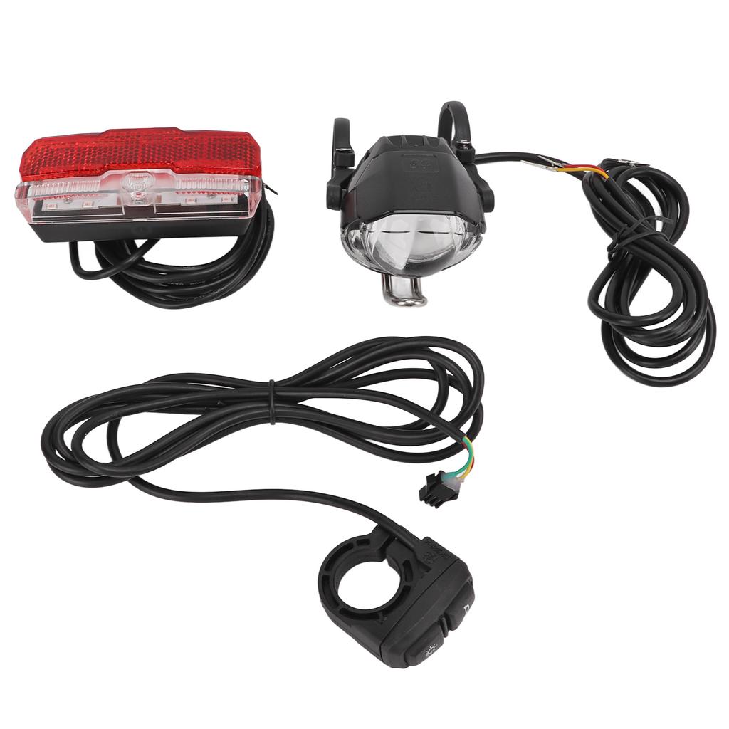 24V 36V 48V Electric Bike Front and Rear Light Set Headlight and Tail Light with Horn Kit