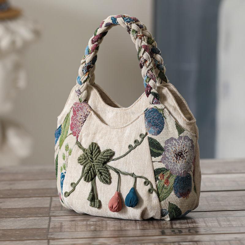 Ethnic Style Fabric Bag for Women  New Bohemian Leisure Holiday Bag  Large Capacity Canvas Tote Bag