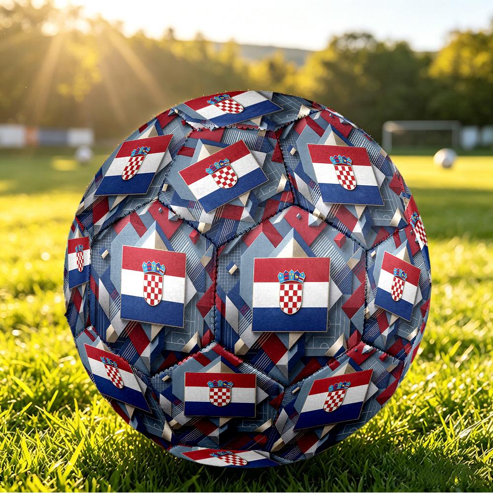 Croatia Football Printed Size 5 Soccer Ball Wear Resistant Standard Adult Training Football Fan Gift for Indoor Outdoor Match Sports