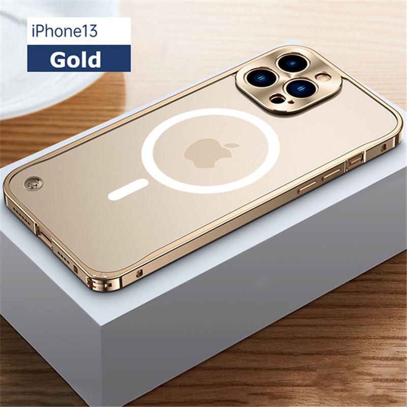 Металлический магнитный чехол для телефона iPhone 15 11 12 13 14 15 Pro Max 14plus для Magsafe с беспроводной зарядкой, алюминиевые матовые полупрозрачные чехлы