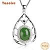Tancise 925 Sterling Silver Classic Women Jade Necklace Pendant Zircon Fashion Gift