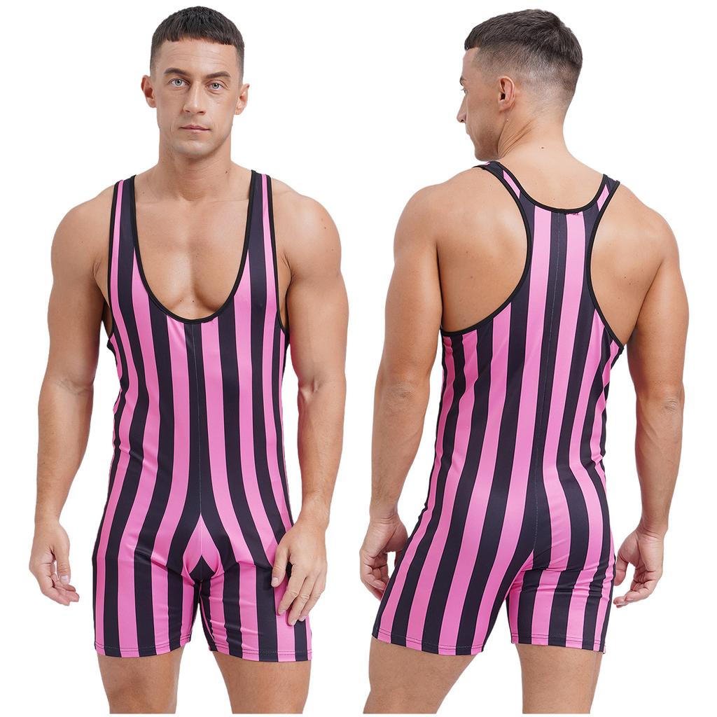 Men's One Piece Swimsuit Sleeveless Slim Fit Fitness Gym Sports Bodysuit Men Surfing Clothes