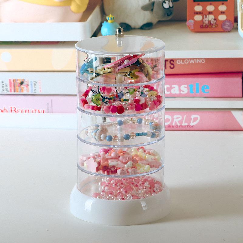 Вращающаяся шкатулка для хранения детских сережек, резинок для волос и заколок
