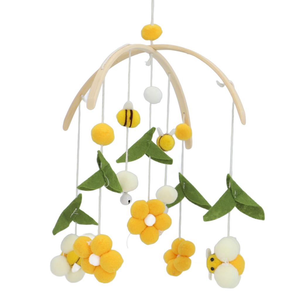 Bee Flower Crib Mobile Green Leaves Nursery Decoration Infant Bedroom Hanging Toy for Bassinet