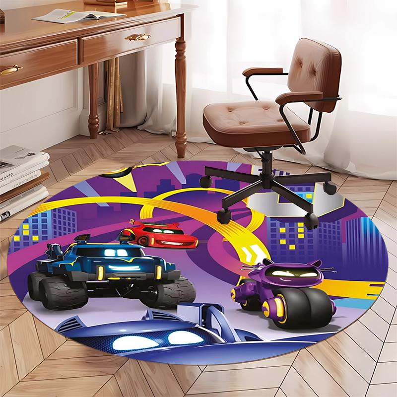 Batwheels Printed Round Rug Carpet Chair Rug Area Rug Entryway Doormats,for Office Chair Living Room Bedroom Kitchen Room.