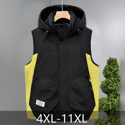 Зимняя мужская куртка без рукавов больших размеров 4XL-11XL, пальто с капюшоном, повседневный толстый теплый жилет оверсайз, мужская верхняя одежда