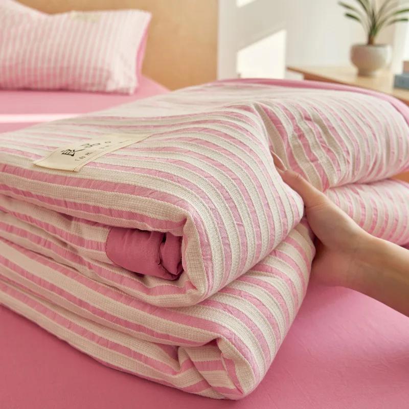 2024 Новое высококачественное жаккардовое летнее одеяло из 100% хлопковой ткани с наполнителем из соевого волокна Тонкое одеяло Мягкое летнее одеяло