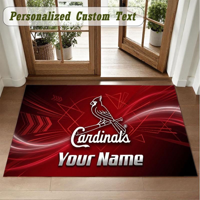 Crystal Velvet Square Rug Custom NameSt. Louis Cardinals Pattern Non Slip Home Floor Decor Rug