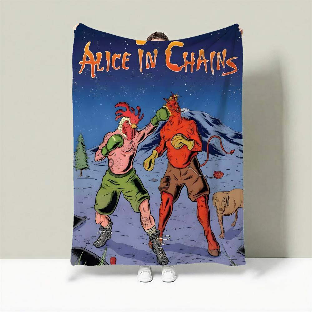Band A-Alice in Chains Throw Lightweight 240g Flannel Blanket Soft Skin-friendly for Summer Cooling