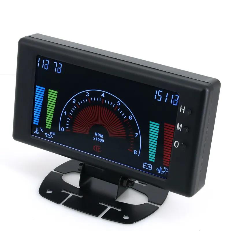 6 In1 Car Digital Gauge Oil Pressure Tachometer RPM Voltage Oil Temperature Water Temp Clock Gauge Sensors 1/8NPT For 12V Car
