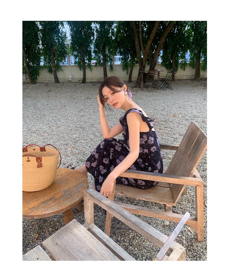 2025 Ранняя весна Французский ретро Элегантное платье с квадратным вырезом и цветочным принтом C3018