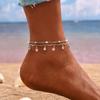 Stylish Simple Metal Beach Ocean Wind Multi-layer Beaded Starfish Pentagram Ankle Chain Foot Jewelry Women's