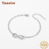 Tancise 925 Sterling Silver Bracelet Jewelry Geometric Bead Chain Link Bracelets Fashion Fine Wedding Gift for Girlfriend Women