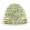Шапка-бини ручной вязки с цветком_СВЕТЛО-ЗЕЛЕНАЯ