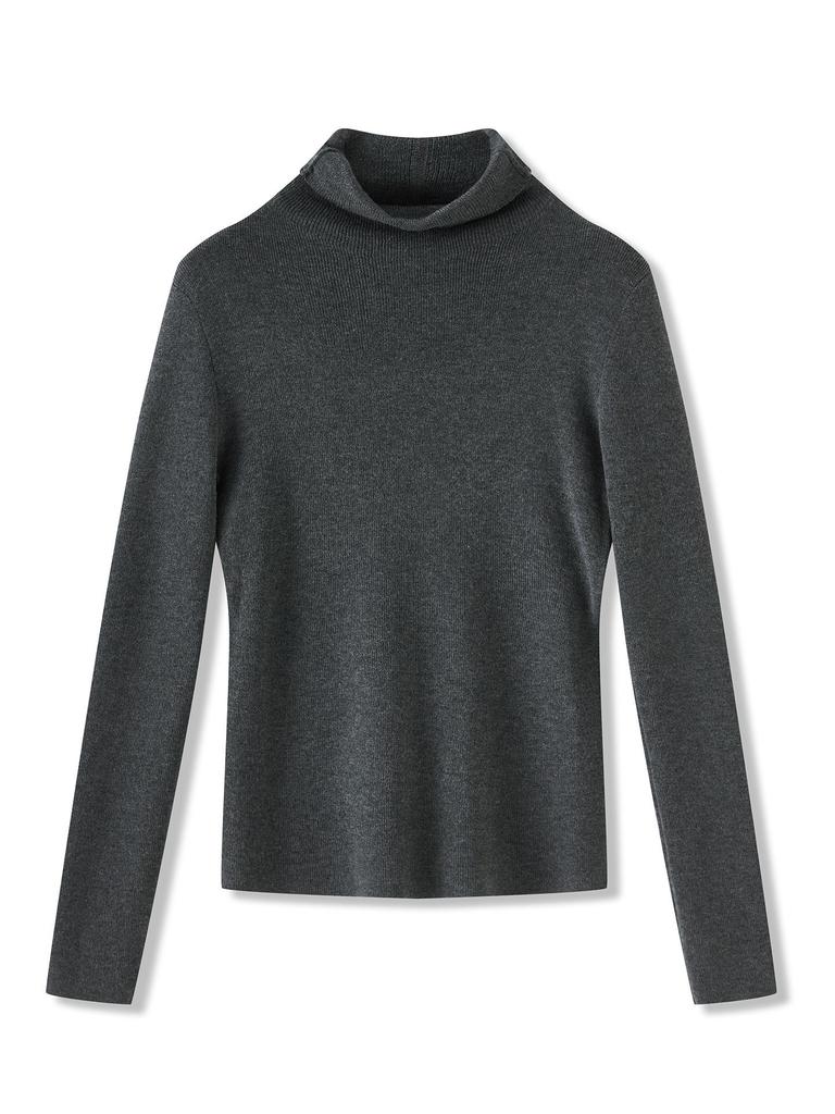 16-Needle Four-Flat Superfine Merino Wool Solid Turtleneck Knitwear: Simple, Versatile, and Close-Knit Design